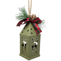 Punched-Tin Lighted Lantern - Sage