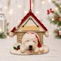 Ceramic Doghouse Ornament - Old English Sheepdog