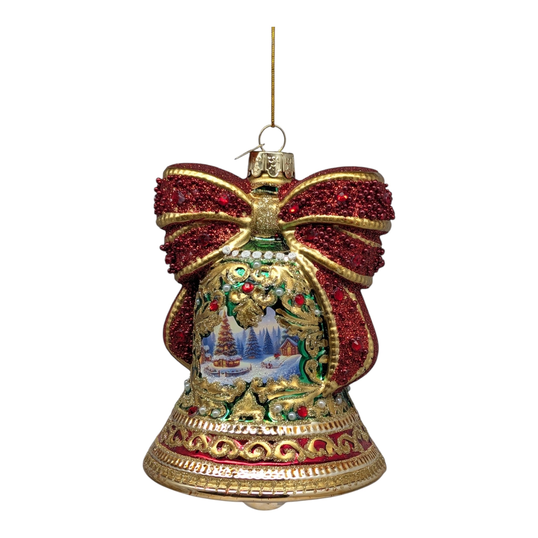 Bellissimo Glass Bell With Scenery Ornament