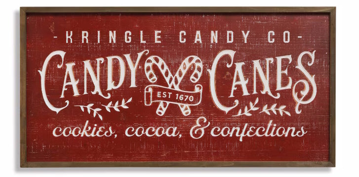 Candy Canes Wood Sign