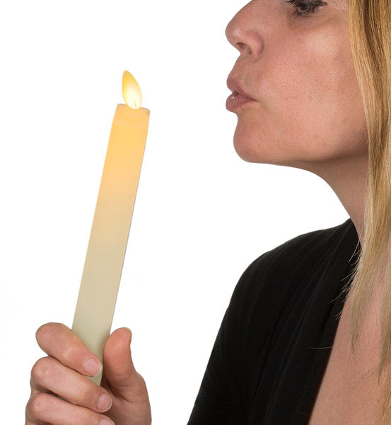 LuxuryLite LED Resin Taper Candle - 2 Pack - Ivory
