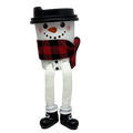 Cup of Cheer Snowmen  Shelfsitters  -Black and Red Scarf