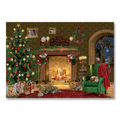 Nostalgic Christmas Cottage Interior Advent Card with Envelope