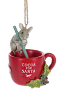 Holiday Mouse With Mug Ornament - Cocoa For Santa