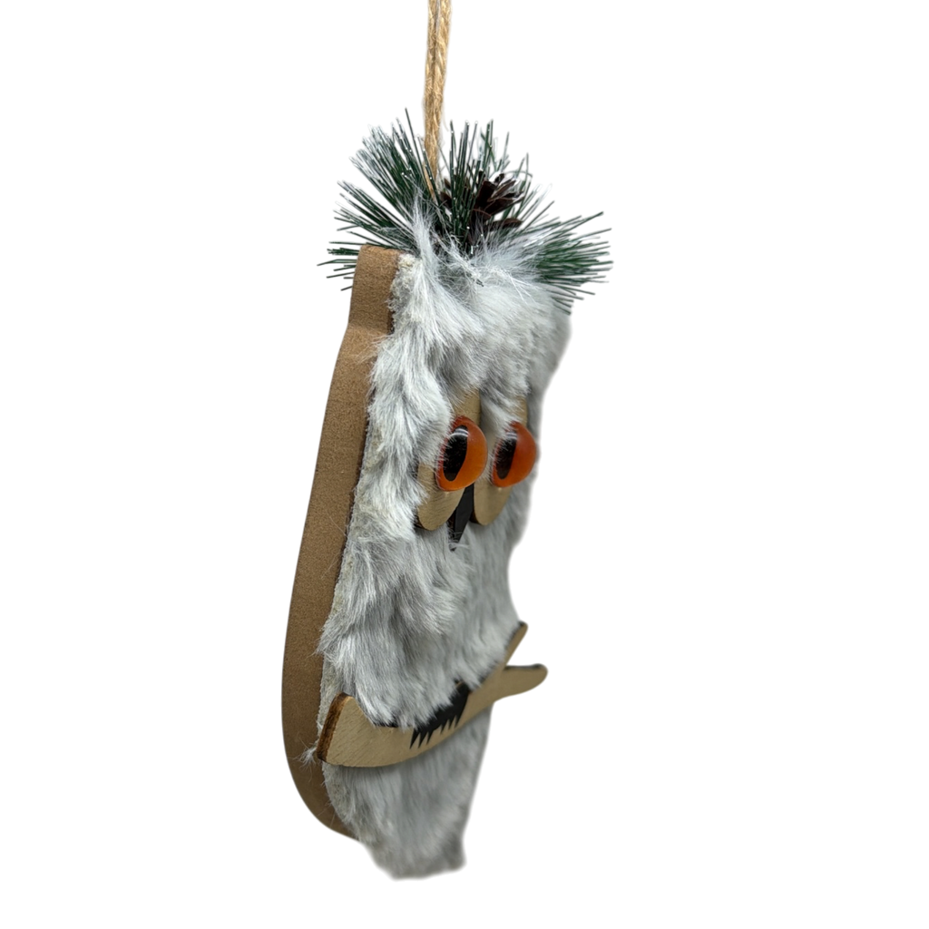 Grey Holiday Owl Ornament