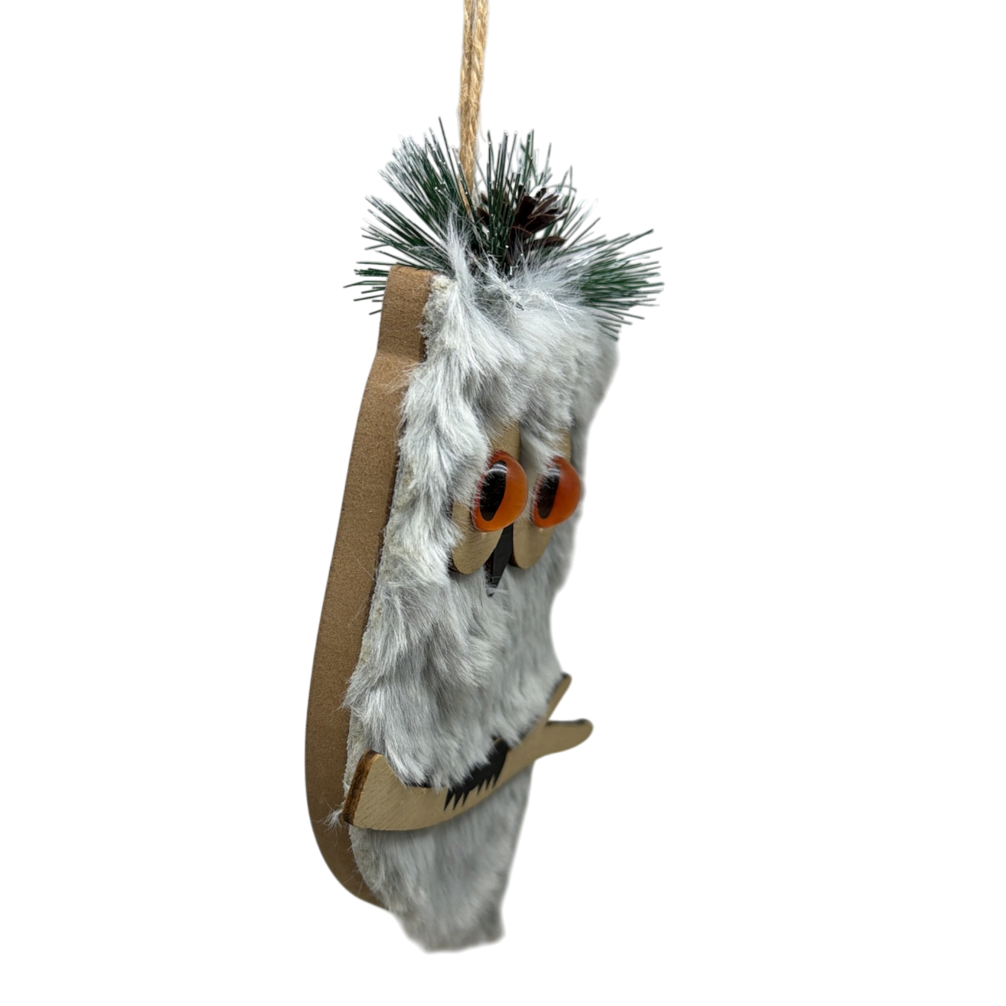 Grey Holiday Owl Ornament