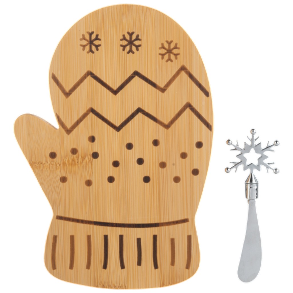 Cozy Mitten Holiday Serving Board with Spreader