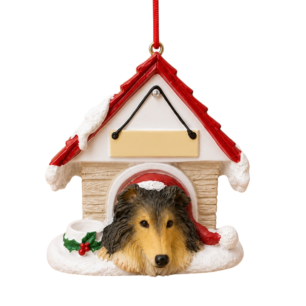 Ceramic Doghouse Ornament - Sheltie