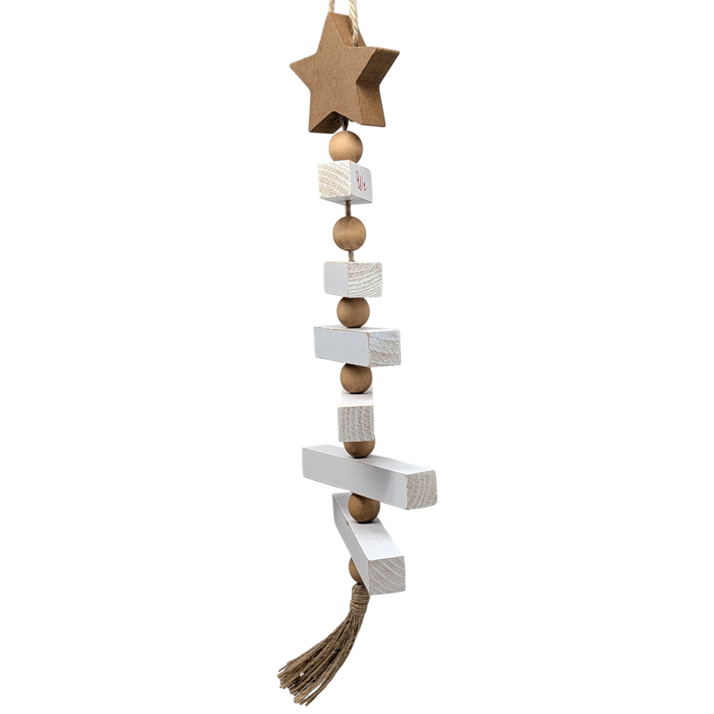 Wood Traditional Christmas Tree Shaped Wall Sign - White