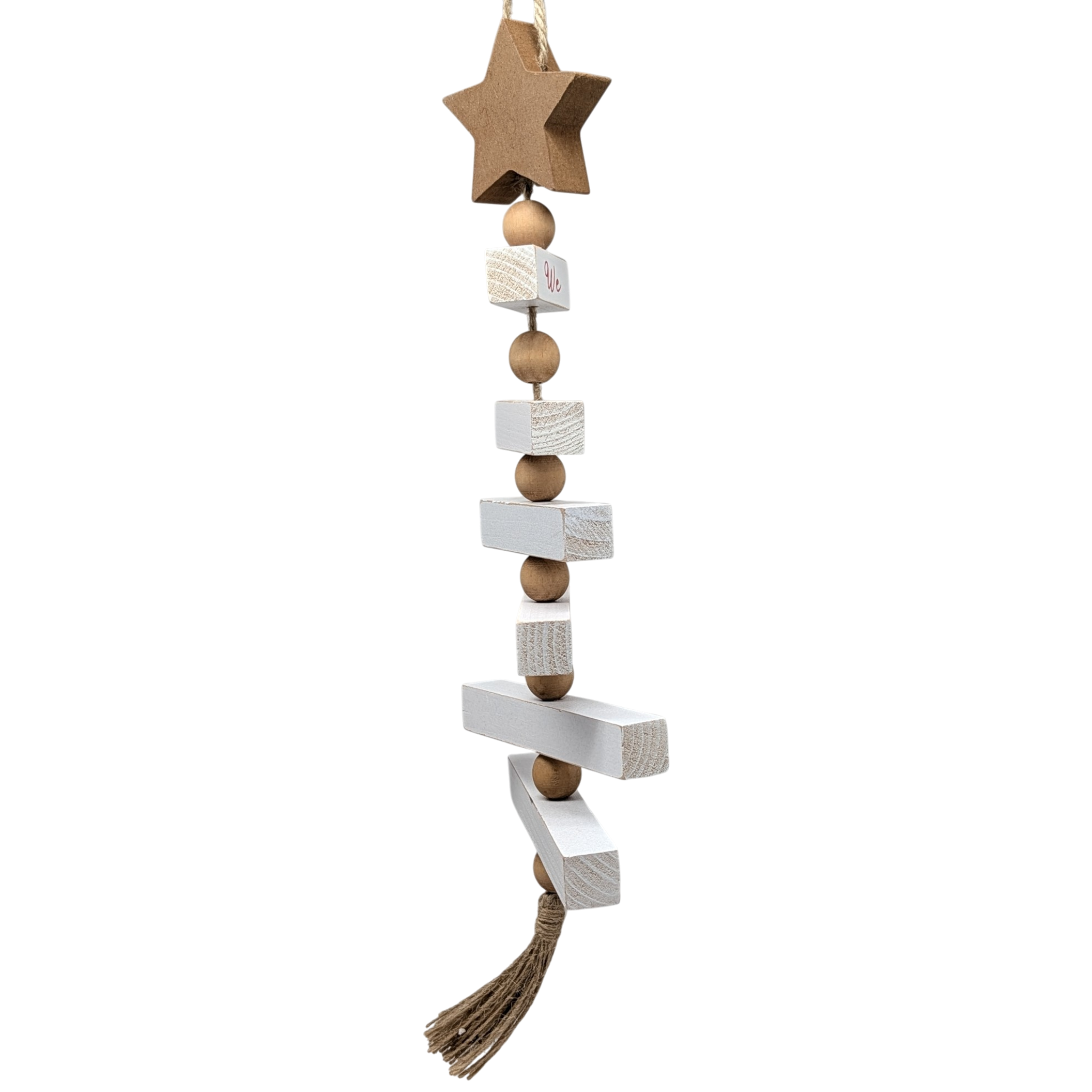 Wood Traditional Christmas Tree Shaped Wall Sign - White
