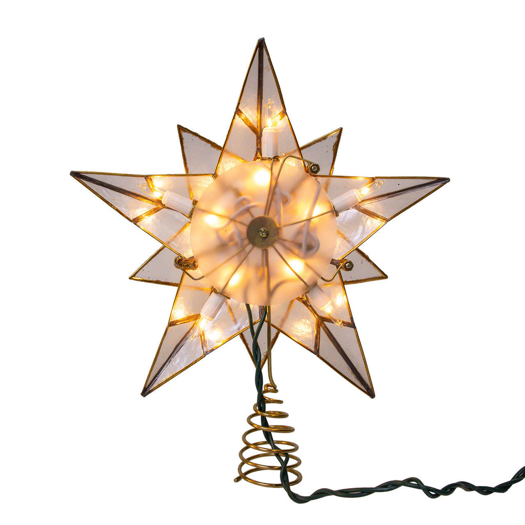 9.84" 10L 5-Point Gold Glittered Capiz Star Treetop