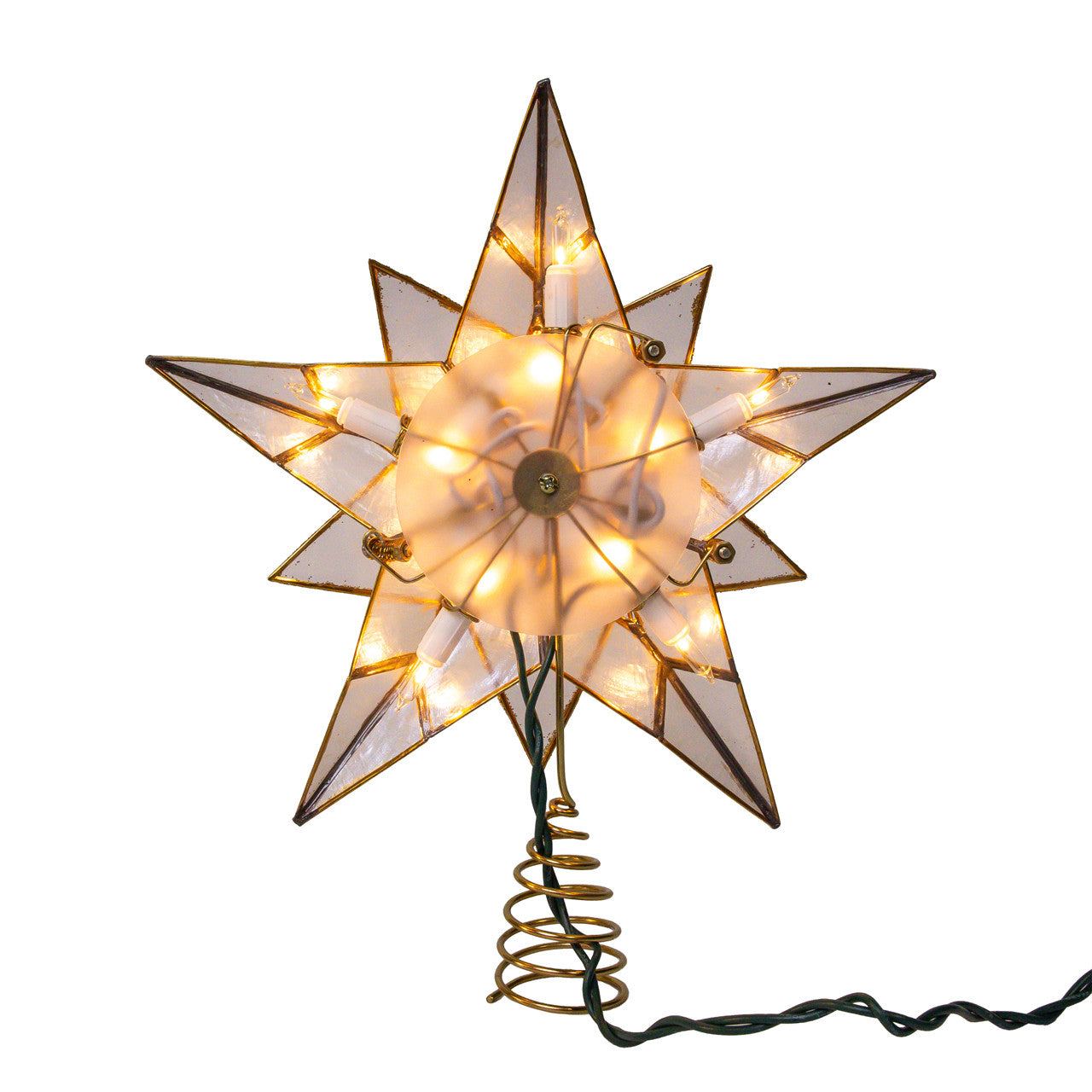 9.84" 10L 5-Point Gold Glittered Capiz Star Treetop