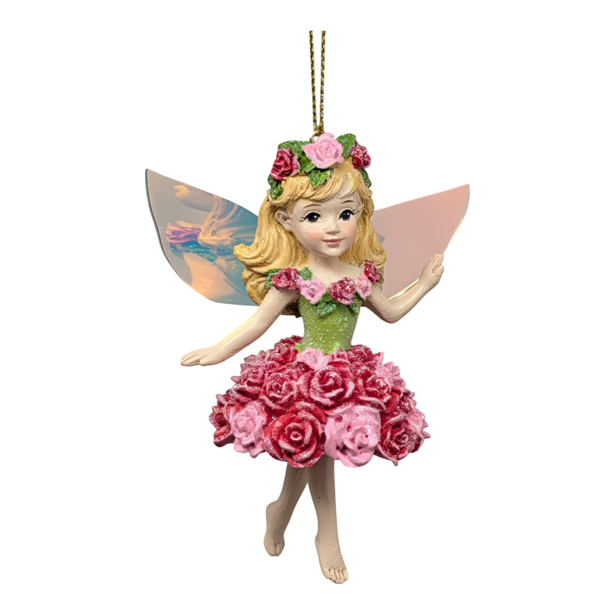 Rose Fairy's Grace: Delicate Flower Fairy Ornament