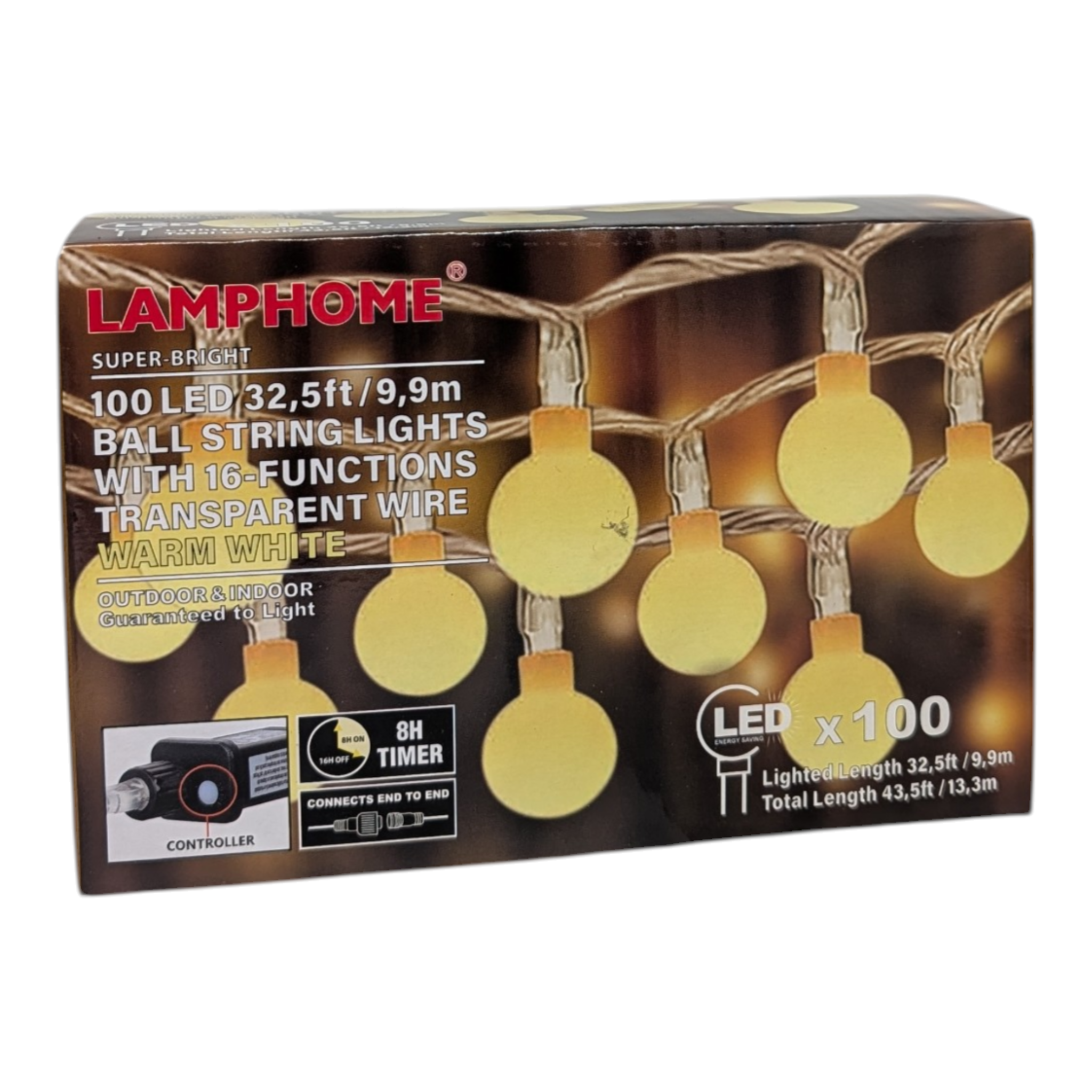 Ball Light String Light - 100 Lights - Warm White