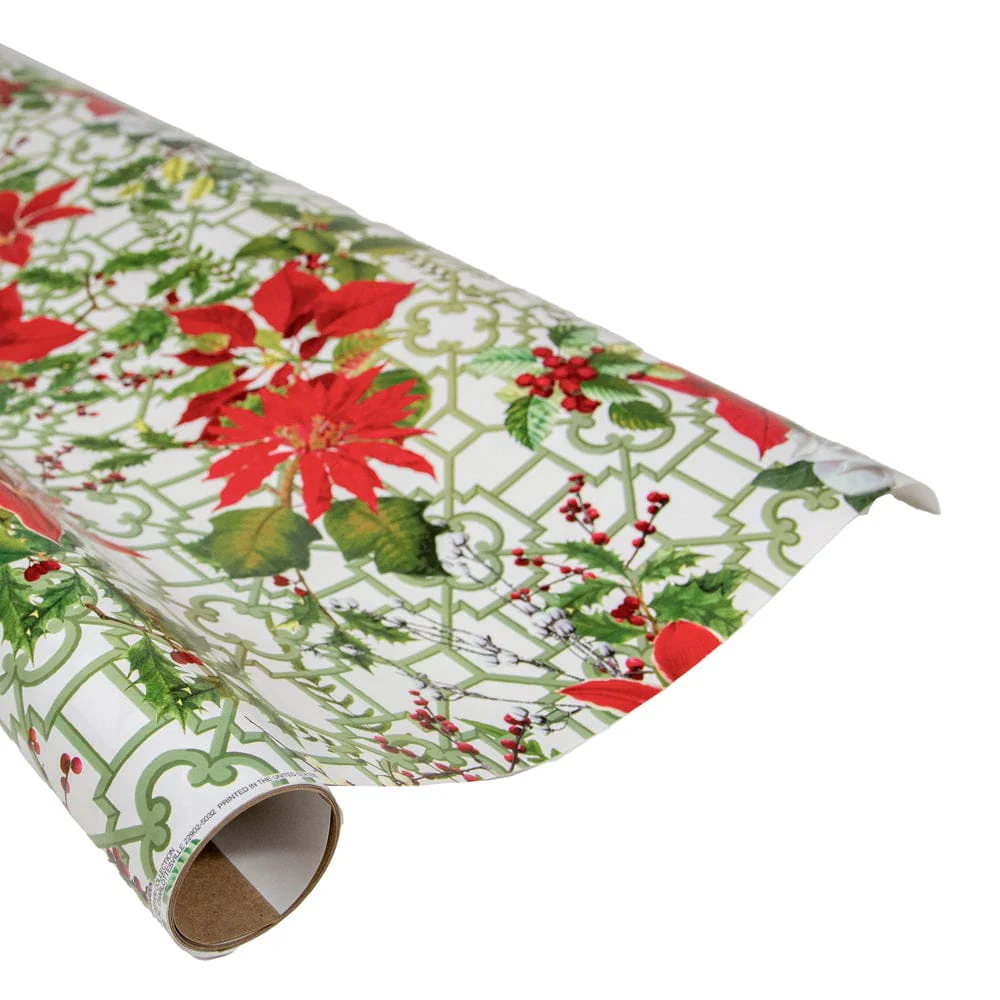 Christmas Garden White Gift Wrap - 30" X 8' Roll