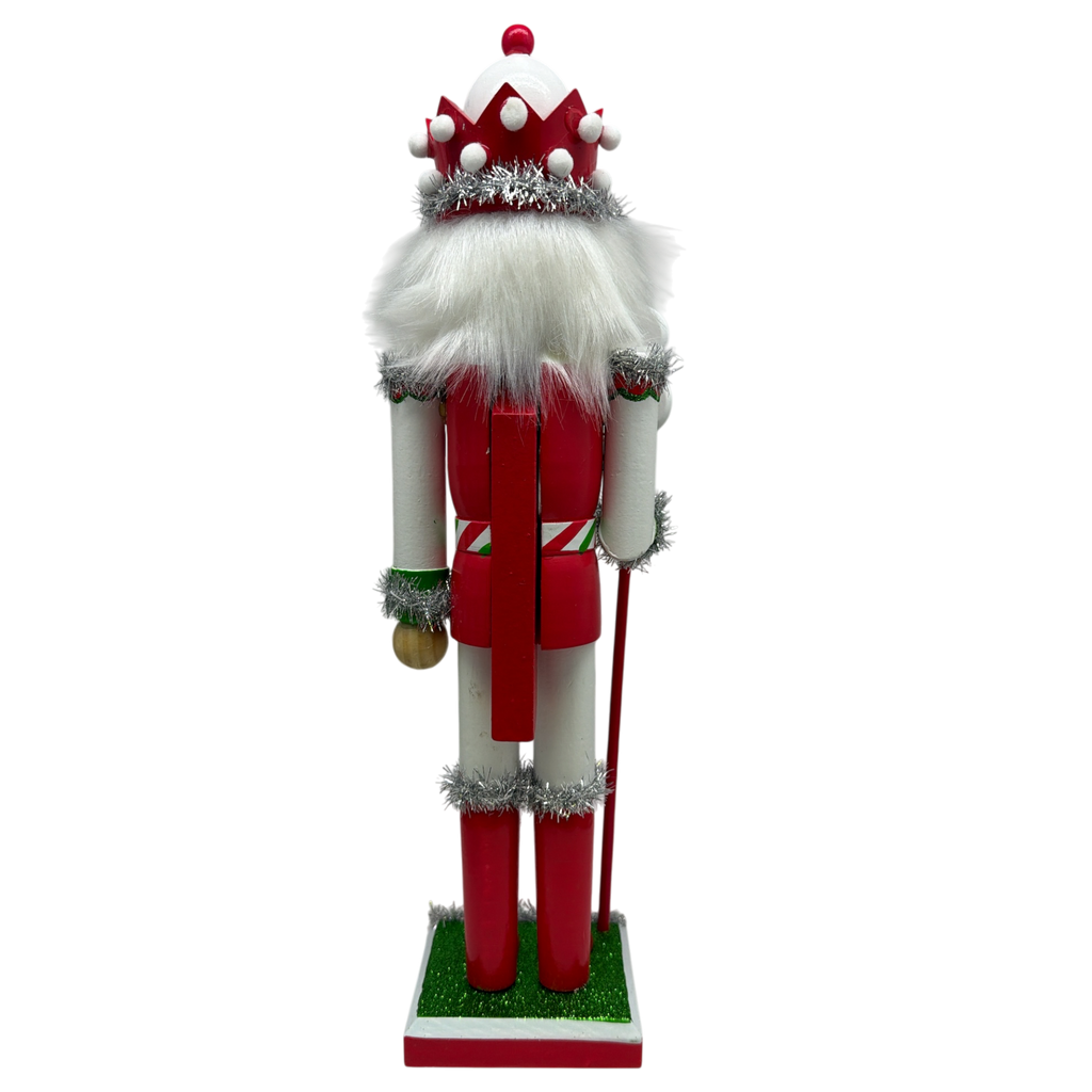 Red White and Green Nutcracker With Rounded Hat