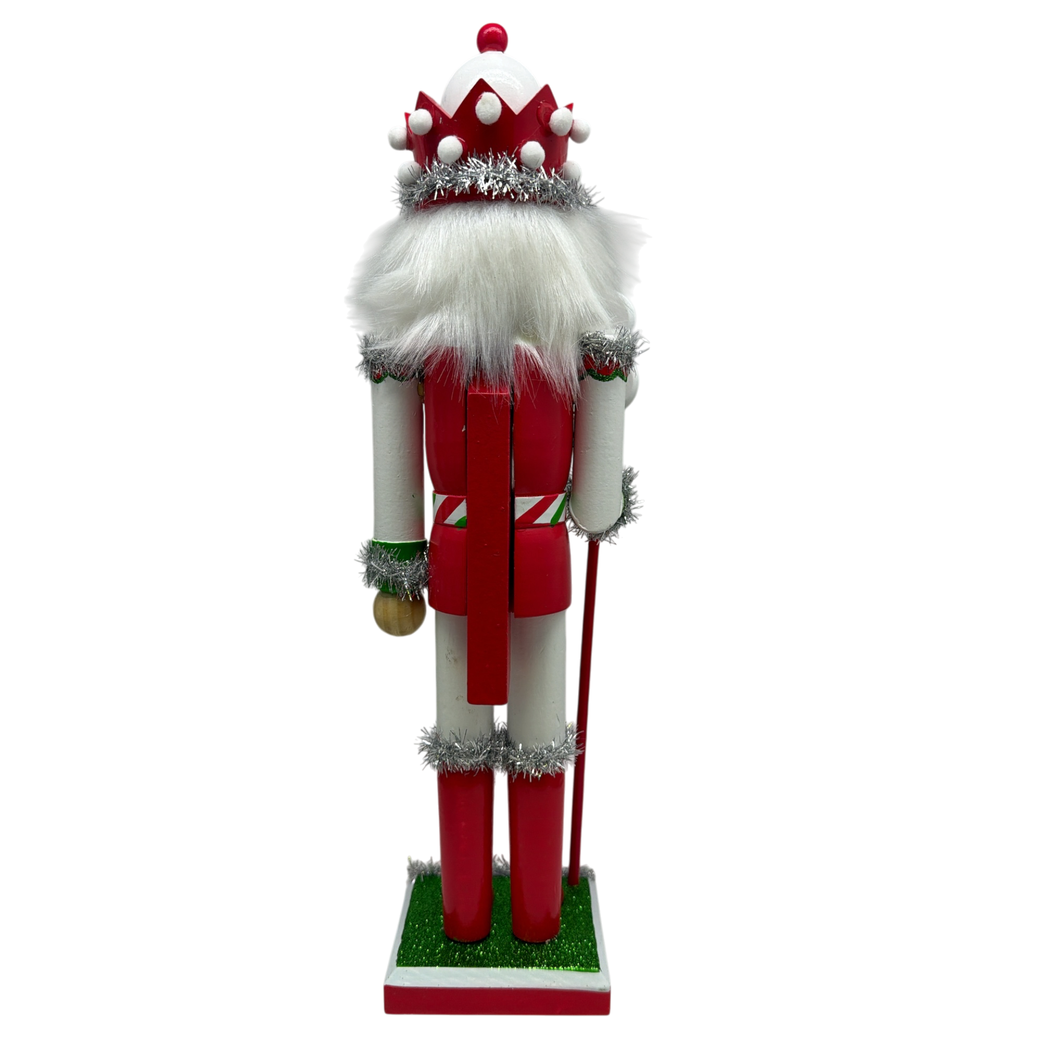 Red White and Green Nutcracker With Rounded Hat