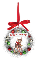 Vintage Reindeer in Wreath Ornament