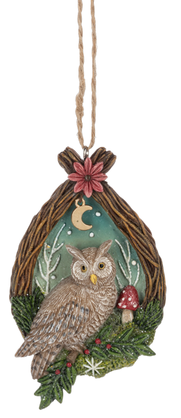 Woodland Owl  in Twig Wreath Ornaments