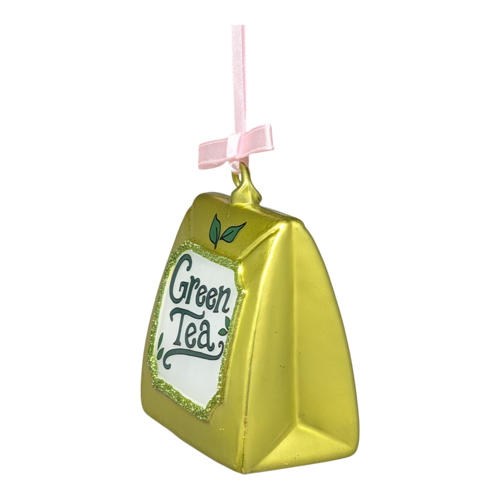 Verdant Comfort: Green Tea Glass Ornament