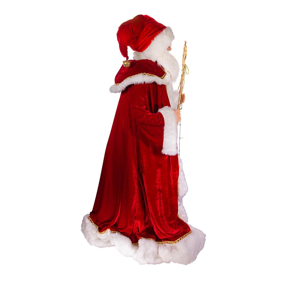 Kringle Klaus Elegant Santa With Staff - 72 Inches Tall