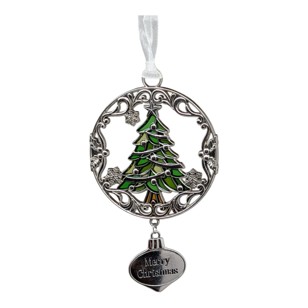 Merry Christmas Evergreen Tree - Colors of Christmas Ornament
