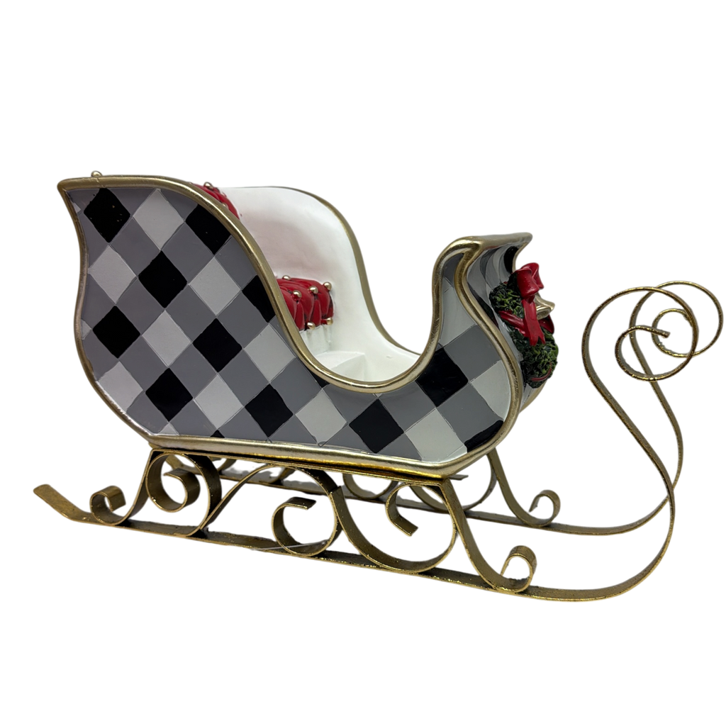 Black and White Holiday Sleigh - Large