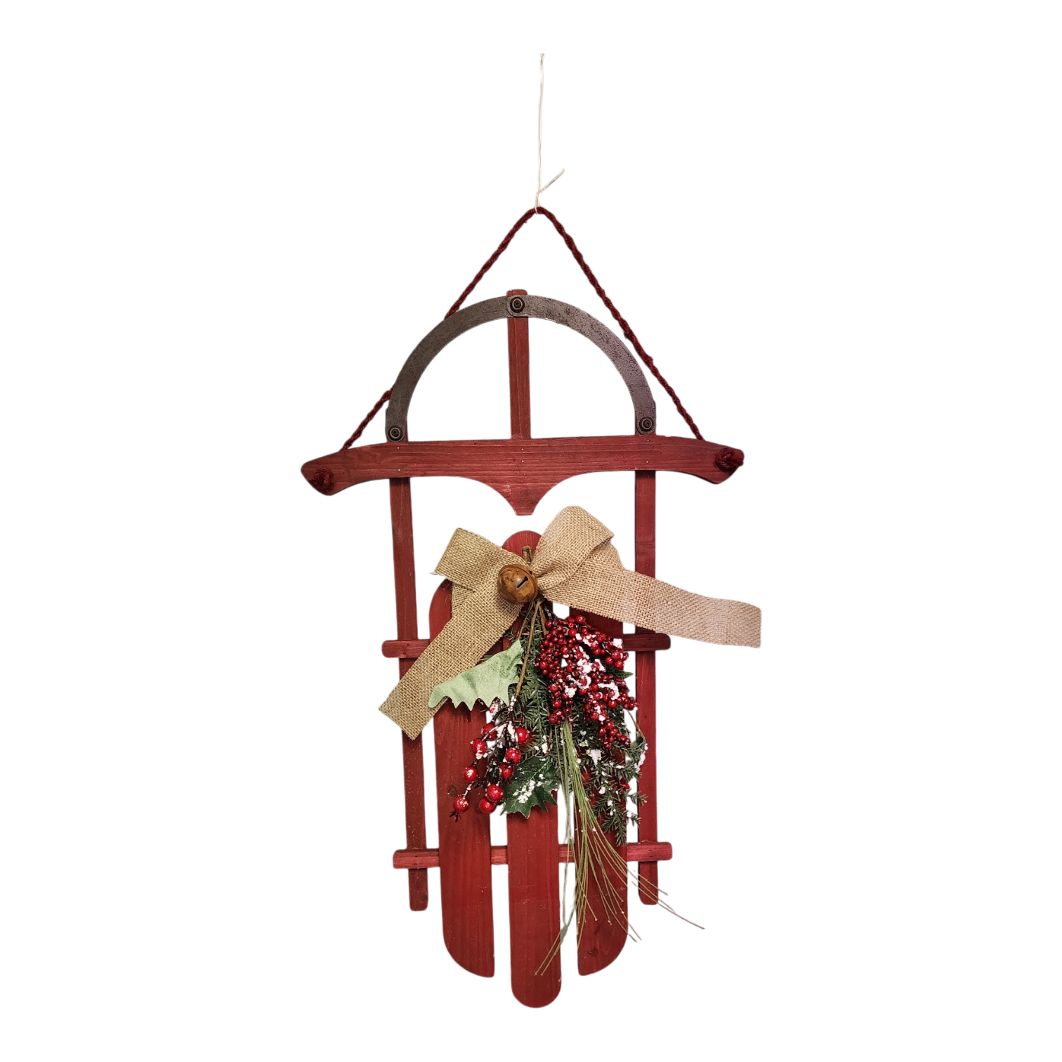 Wood Holiday Sleigh - 27 Inch - Red