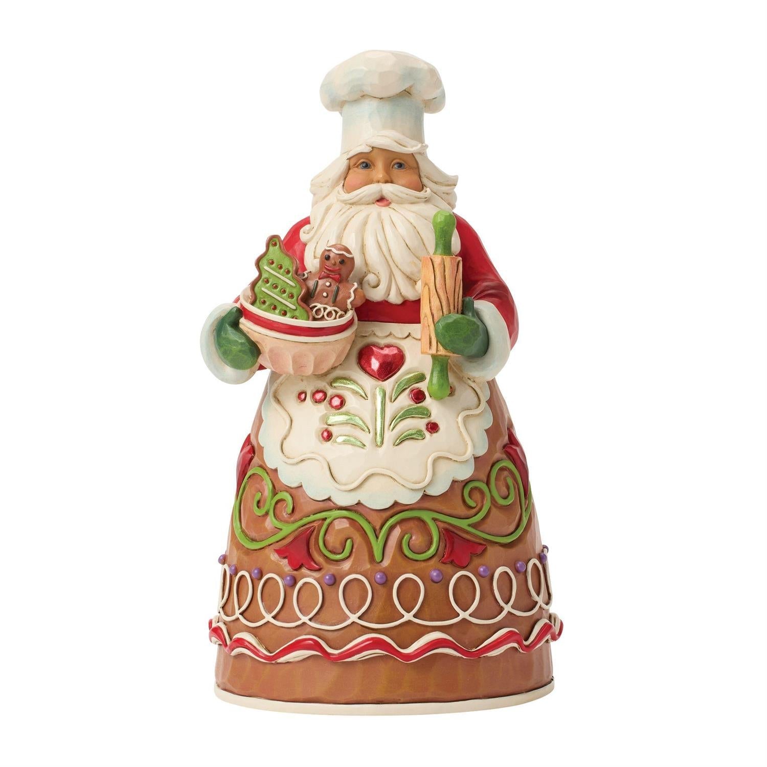 Gingerbread Pastry Chef Santa Figurine