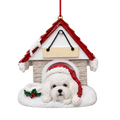 Ceramic Doghouse Ornament - Bichon