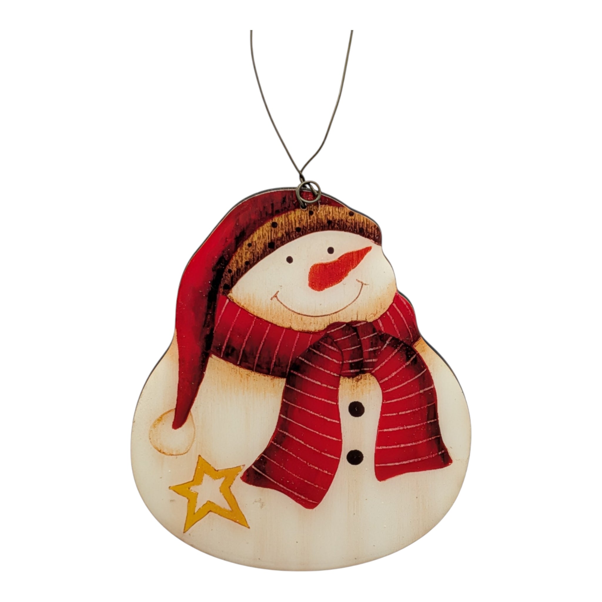 Whimsical Snowman Star Ornament