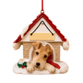 Ceramic Doghouse Ornament - Wire Fox Terrier