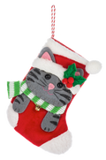 Mini Pet Stockings Gift Card Holder / Ornament - Cat Green Scarf