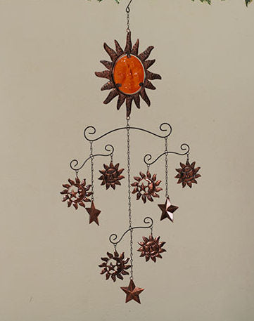 Metal & Fused Glass Sun & Moon Mobile