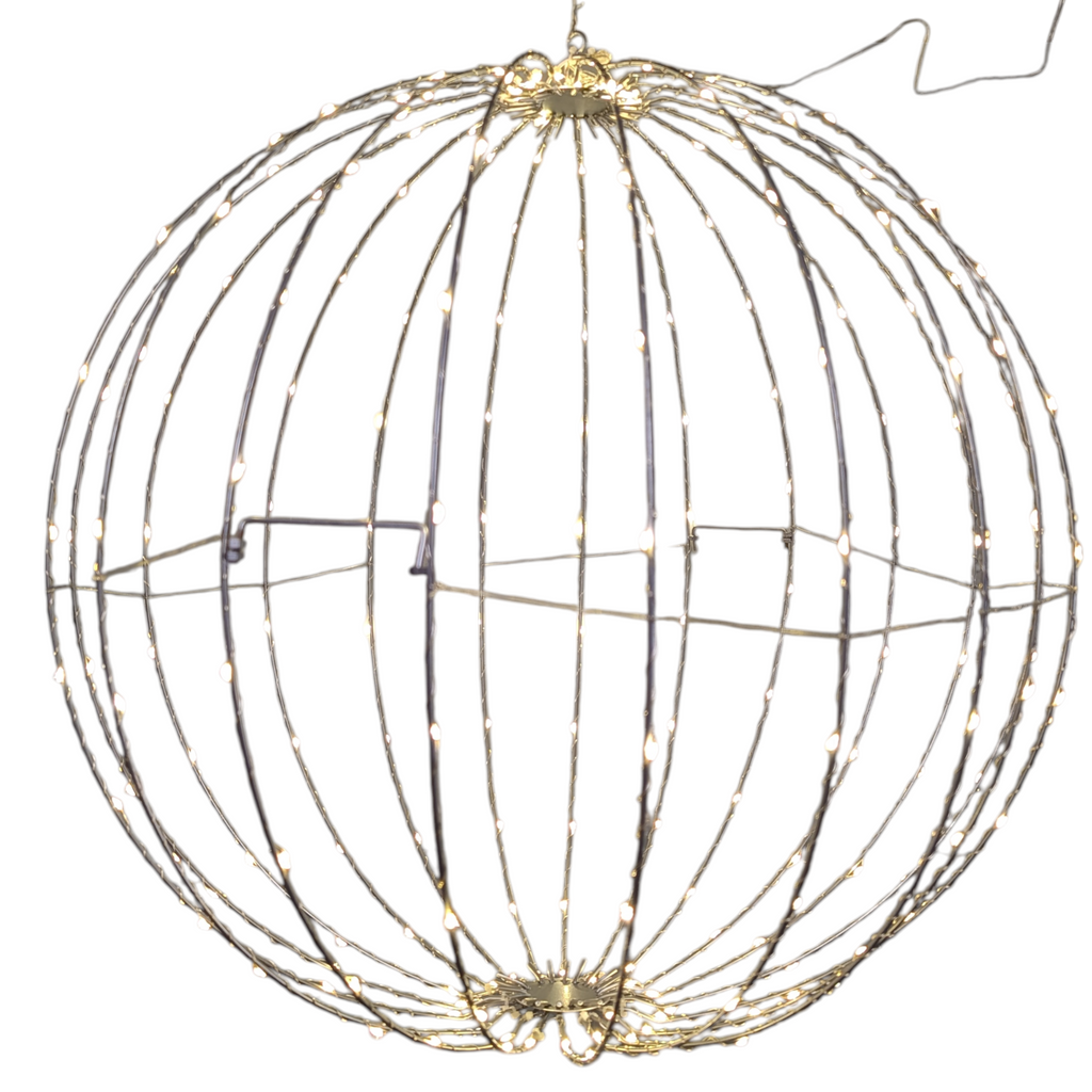 24 Inch Electric Foldable Metal Sphere With 220 Warm White Micro Led Lights