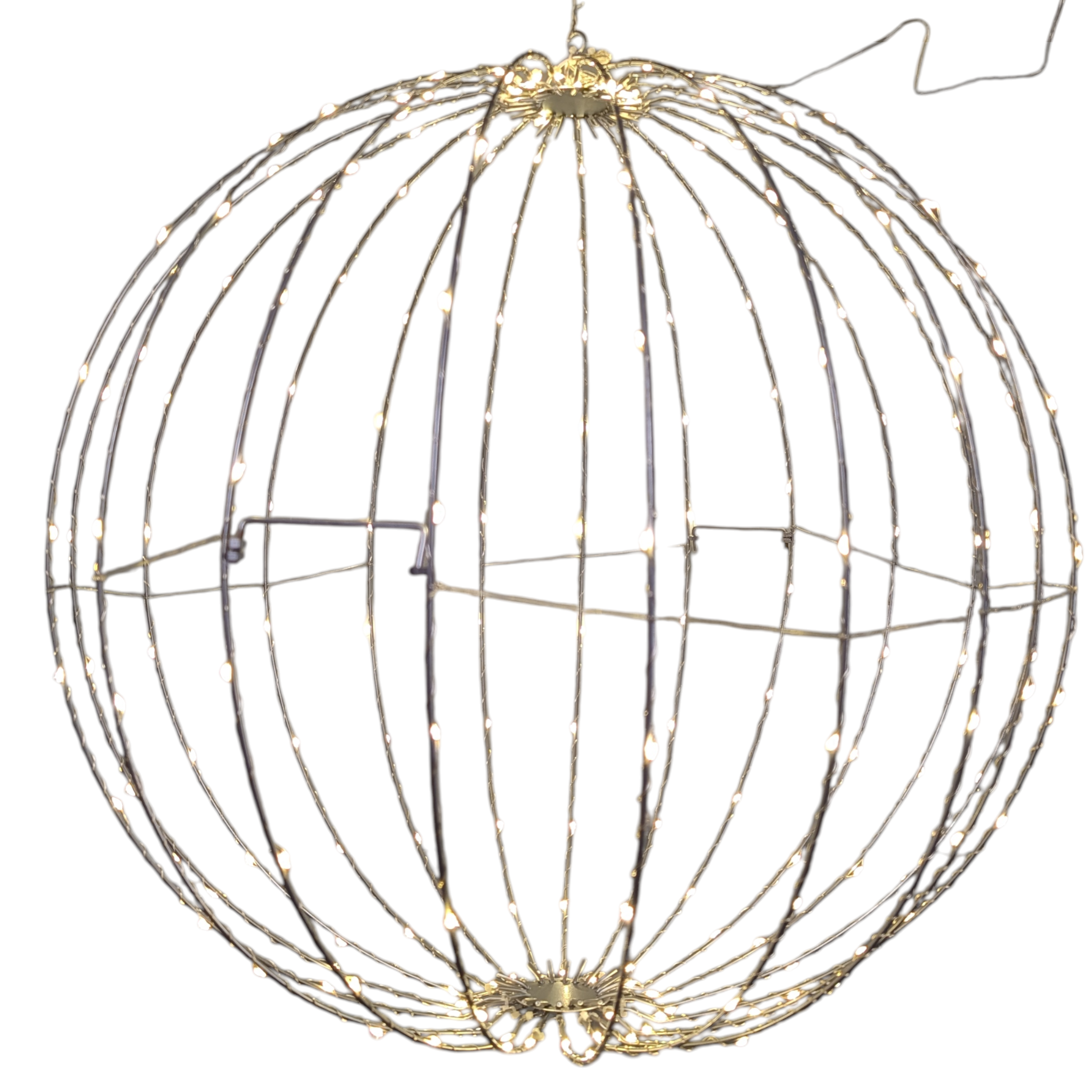 24 Inch Electric Foldable Metal Sphere With 220 Warm White Micro Led Lights