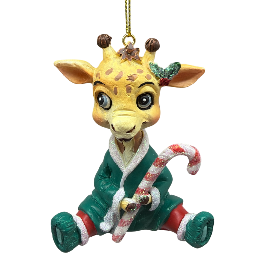 Festive Jungle Giraffe Pajama Ornament