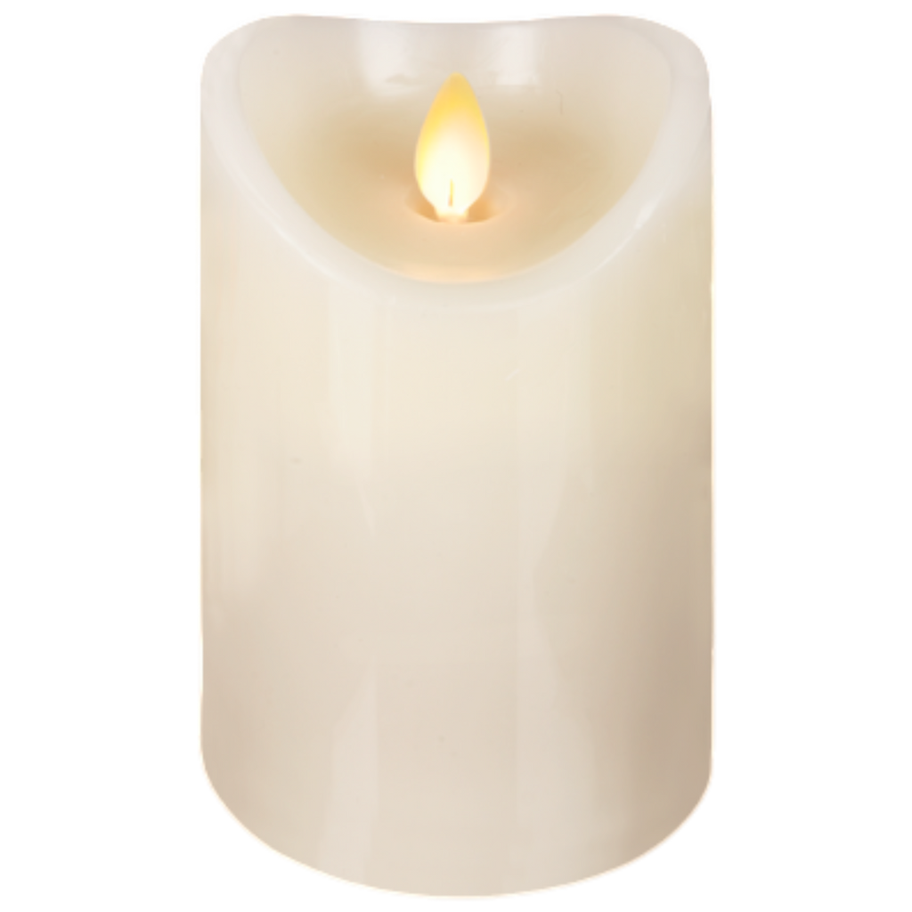 Wax LED Pillar Candle with Moving Flame - 3x5 - Ivory