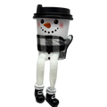 Cup of Cheer Snowmen  Shelfsitters  -Black and White Scarf