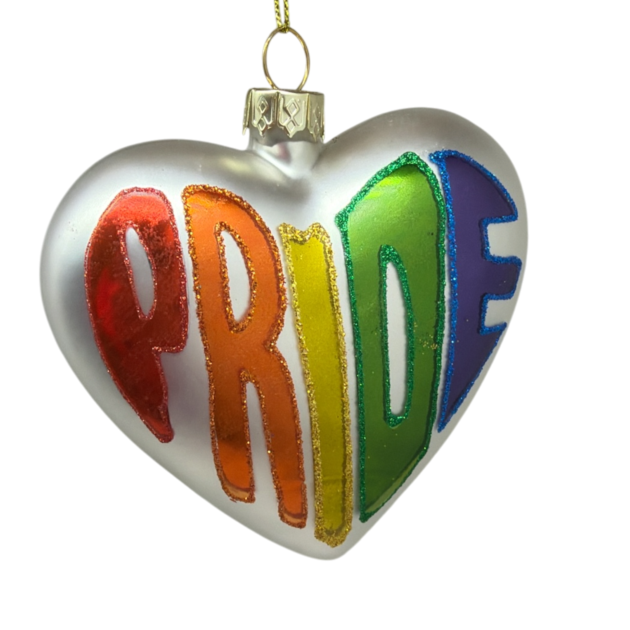 Blown Glass Pride Heart Orn