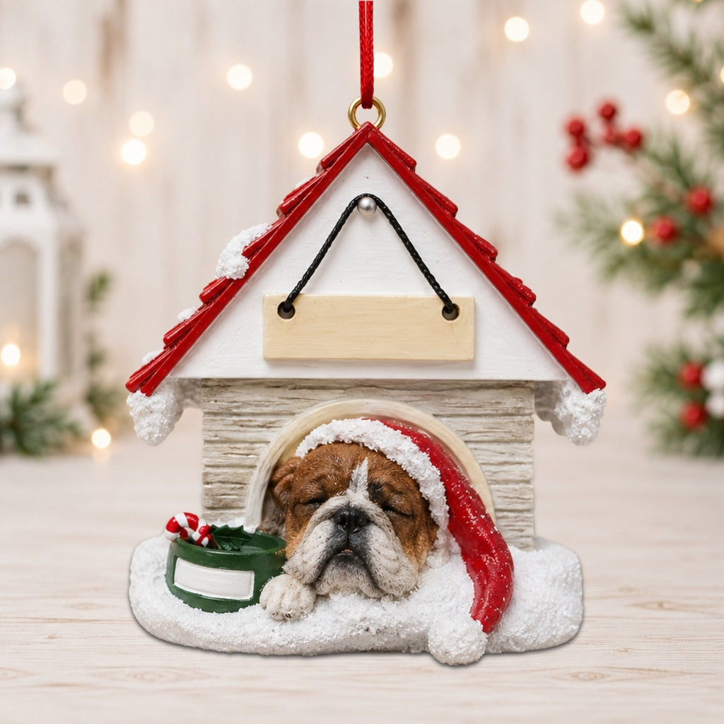 Ceramic Doghouse Ornament - Bulldog