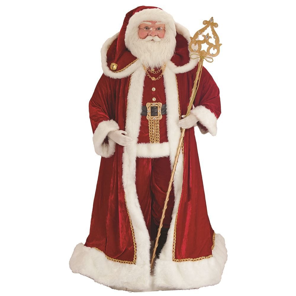 Kringle Klaus Elegant Santa With Staff - 72 Inches Tall