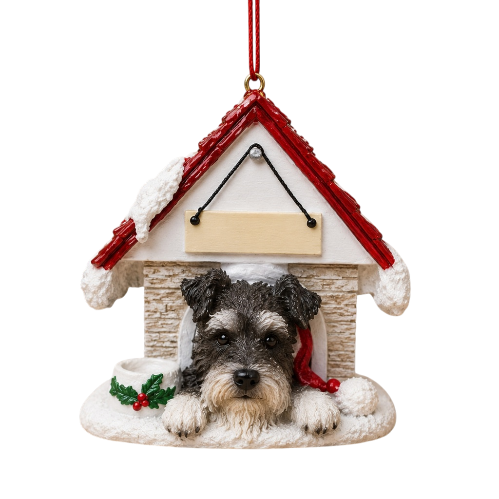 Ceramic Doghouse Ornament - Schnauzer - Uncropped