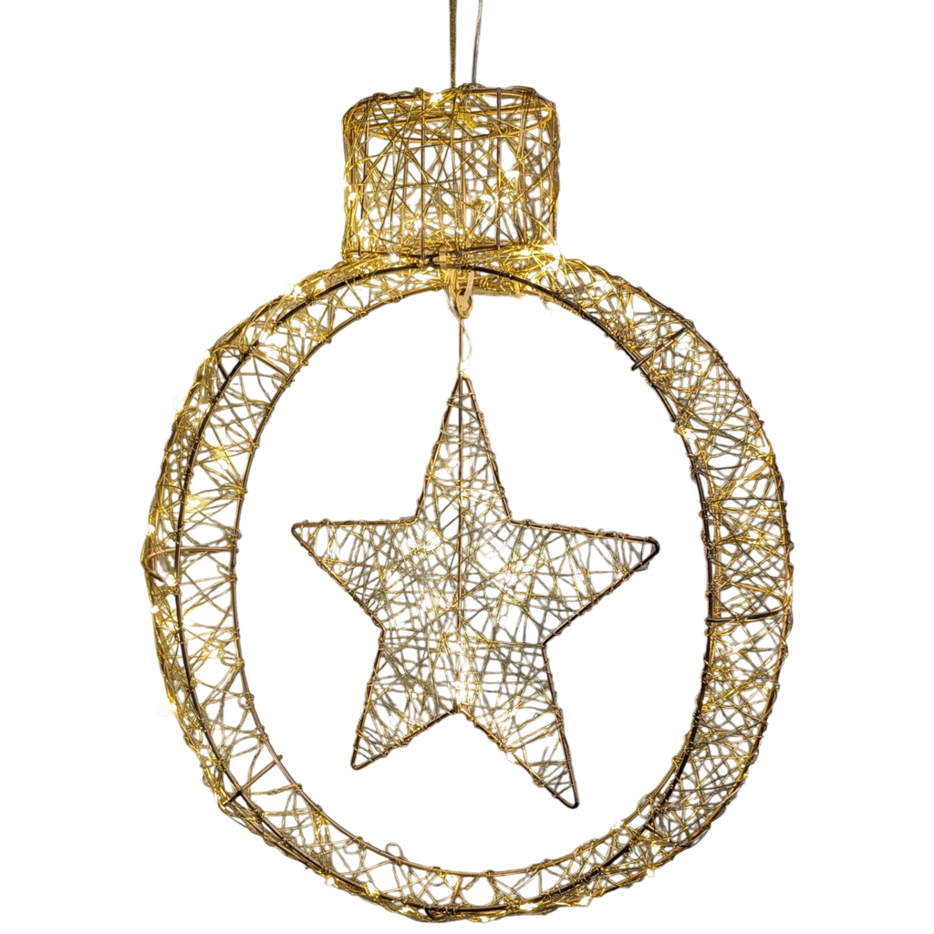 Celestial Radiance: A Golden Star Ornament Aglow - 20 inch