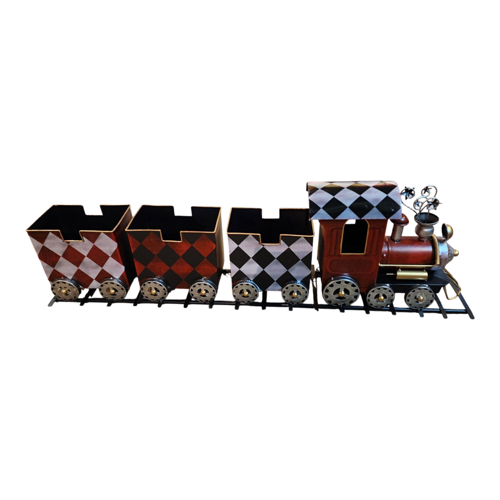 Metal Holiday Harlequin Train - 37 Inches Long