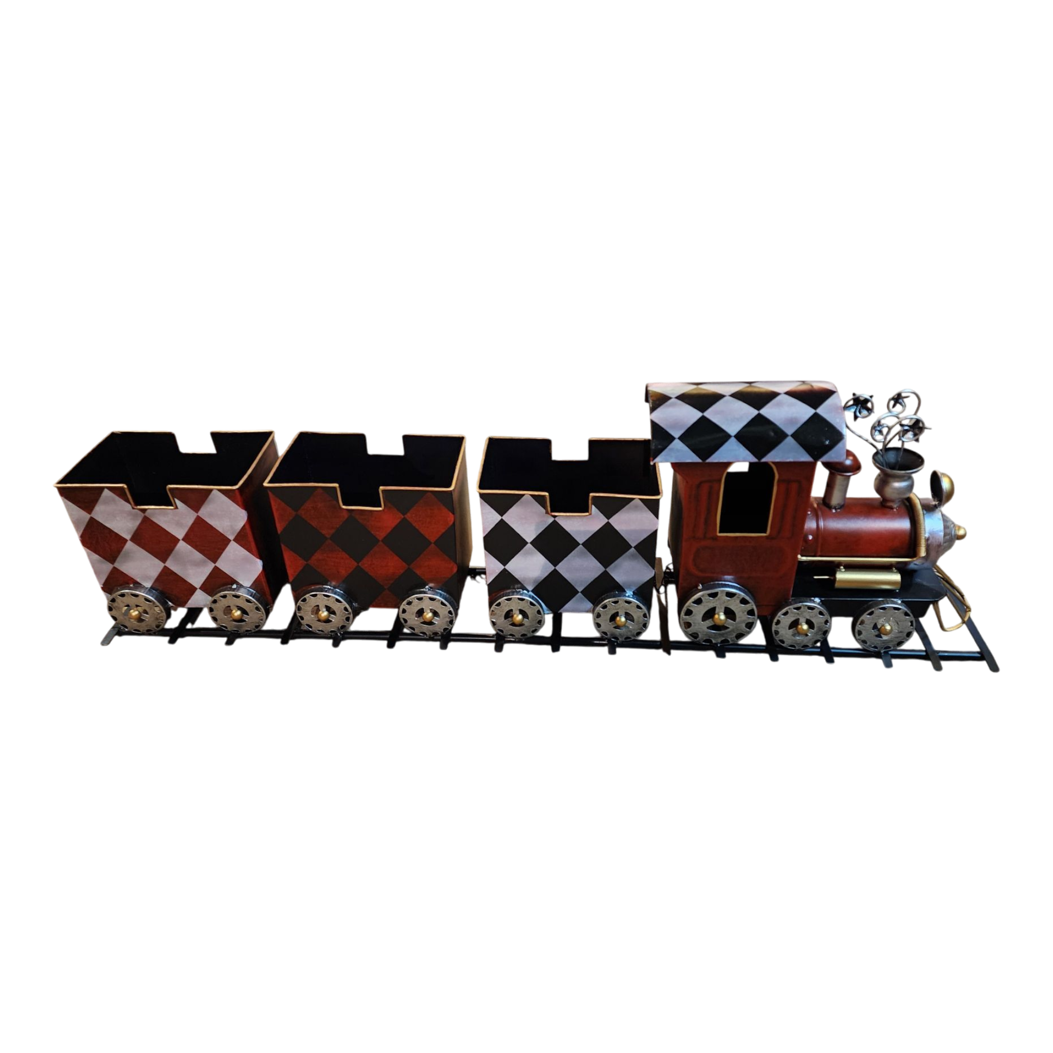 Metal Holiday Harlequin Train - 37 Inches Long