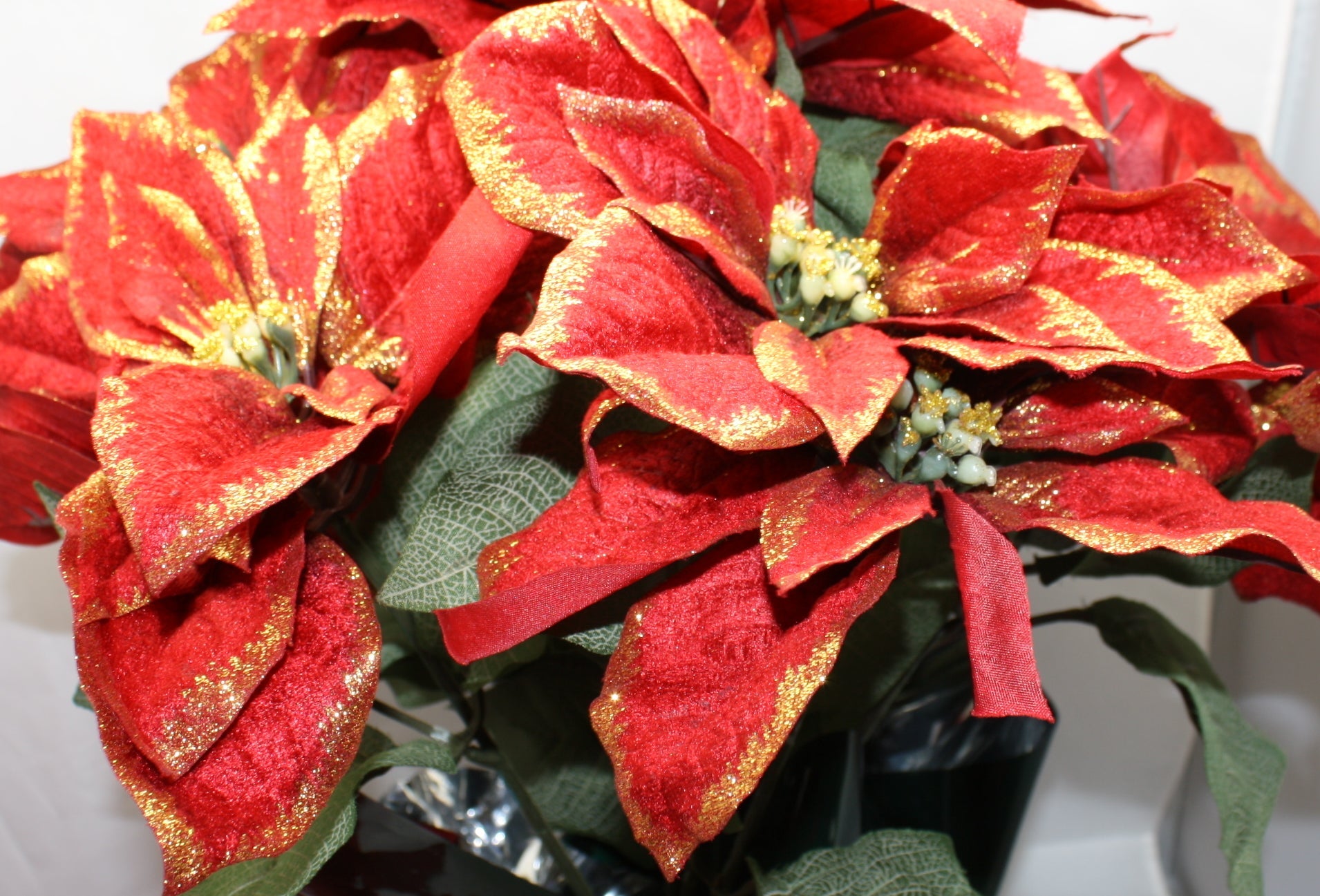 22" Potted Faux Red Poinsettia