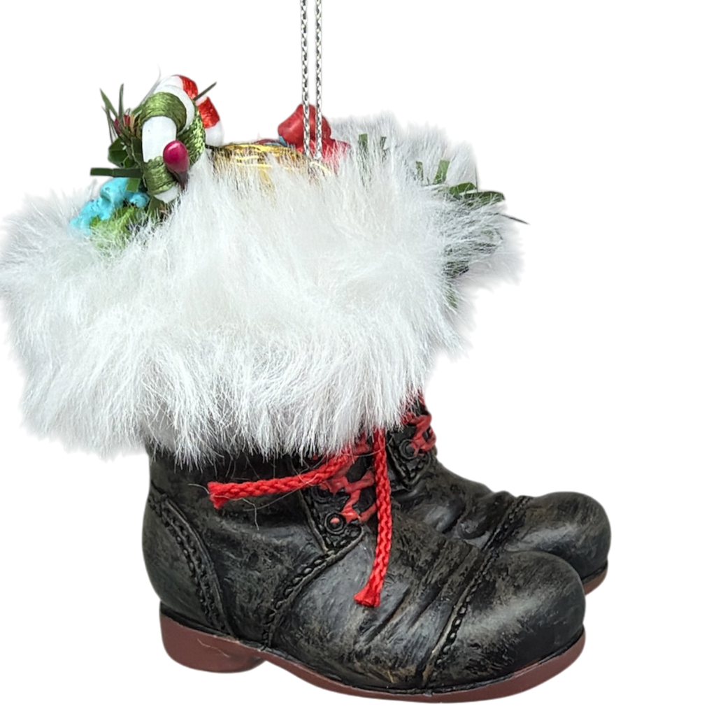 Filled Boots With Joy Ornament  - Black