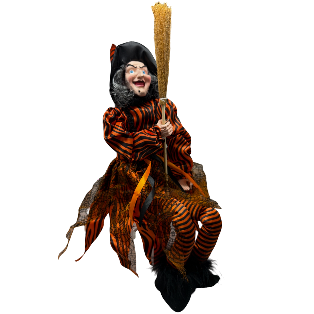 Black and Orange Fabric Sitting Halloween Witch
