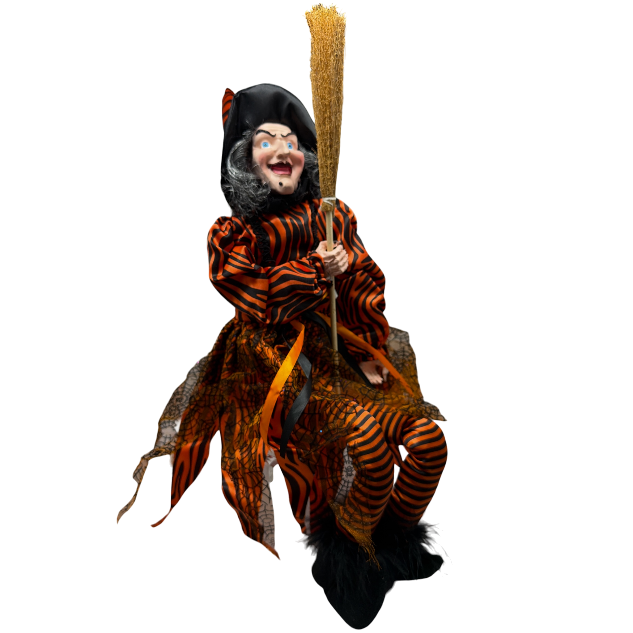 Black and Orange Fabric Sitting Halloween Witch